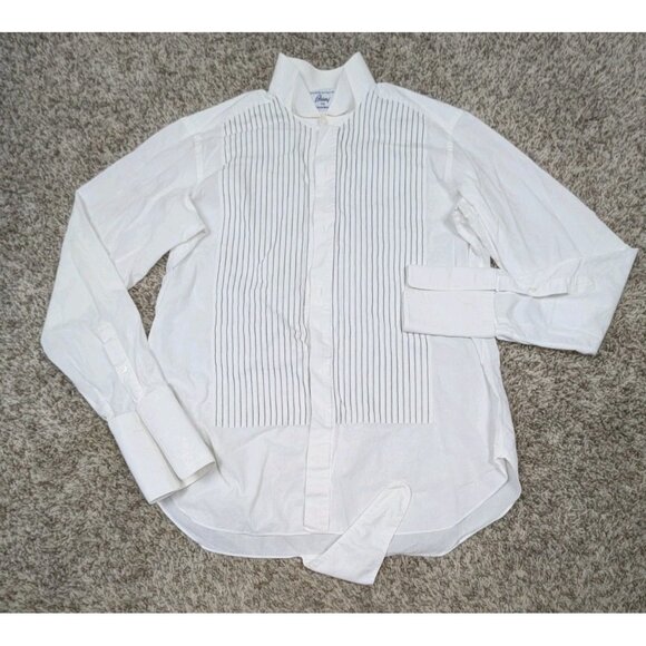 Brioni Tuxedo Shirt Mens 15.5/39 Bib Button Up Long Sleeve White Dress - Picture 1 of 10